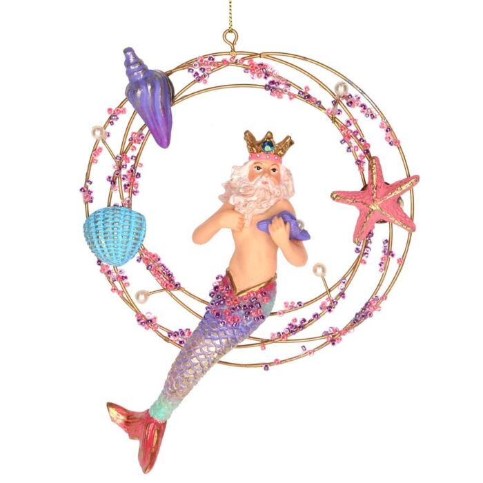 Gisela Graham Pastel Neptune w Wire Ring Decoration